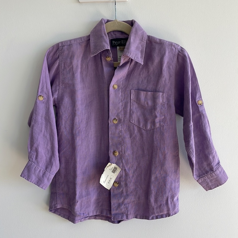 NWT Peter Elliot 100% Linen Kids Shirt in Lavender